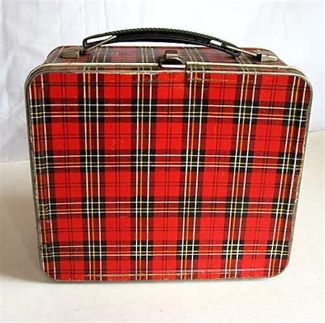 plaid metal lunch box|thermos rectangular lunch box.